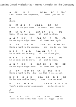 Assassins Creed Iv Black Flag - Heres A Health To The Company 鋼琴字母譜由 Misc Computer Games - 編曲 Dywalsh Barster