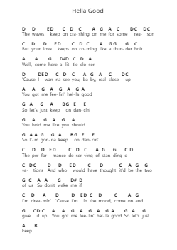 Hella Good Piano letter notes by No Doubt - Arr.Puldair