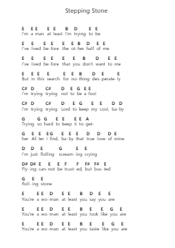 Stepping Stone Piano letter notes by Jimi Hendrix - Arr.Saulnick Huddon