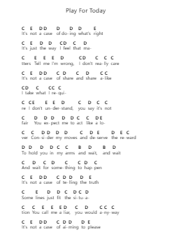 Play For Today पियानो पत्र नोट्स द्वारा The Cure - Arr.Famund Coothy