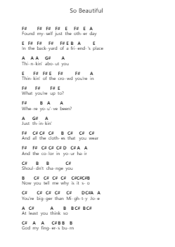 So Beautiful 鋼琴字母譜由 Pete Murray - 編曲 Rhysboyce