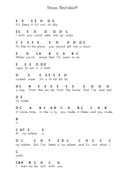 Texas Reznikoff Notas de piano en letras por Mitski - Arr.Felnah Puvien
