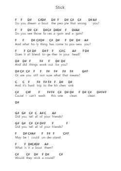 Stick Piano letter notes by Snail Mail - Arr.Genewat Duttret