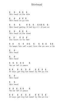Skinhead Piano letter notes by Oi Polloi - Arr.Noelje