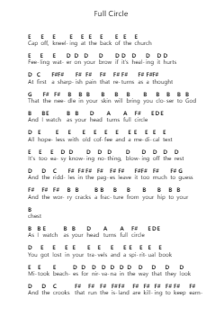 Full Circle Piano letter notes by Half Moon Run - Arr.Deyale