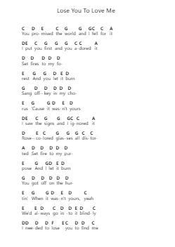 Lose You To Love Me Piano letter notes by Selena Gomez - Arr.Brewsriah Lesrald