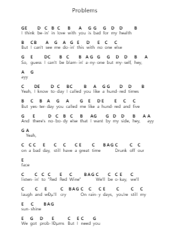 Problems Piano letter notes by Anne-Marie - Arr.Hobryce Cookeniei