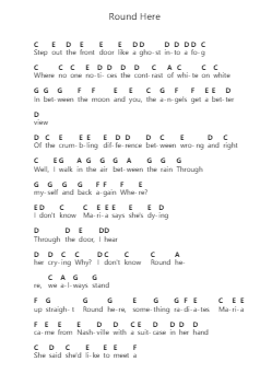 Round Here Catatan huruf piano oleh Counting Crows - Arr.Fanbrow Douggreve
