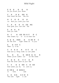 Wild Night Piano letter notes by Van Morrison - Arr.O'Cakeats Leofunk