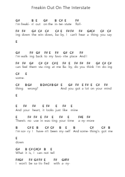 Freakin Out On The Interstate Piano letter notes by Briston Maroney - Arr.Jonqy Keyreed