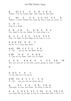 Let Me Down Easy ピアノの音符 by Billy Currington - Arr.Consdrow
