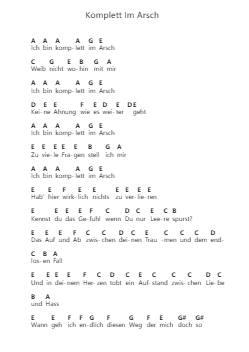 Komplett Im Arsch โน้ตตัวอักษรเปียโนโดย Feine Sahne Fischfilet - Arr.Thadean Chilridge