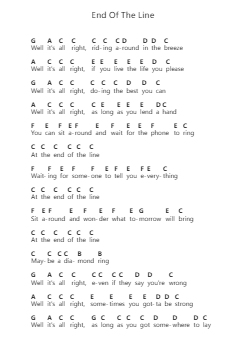 End Of The Line Piano letter notes by Traveling Wilburys - Arr.Wildeh Francesgrace