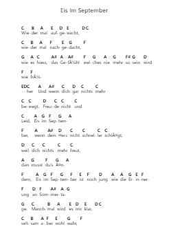 Eis Im September ピアノの音符 by Peter Maffay - Arr.Songes