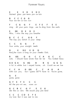 Forever Yours Piano letter notes by Grayscale - Arr.Oglet Kitcke
