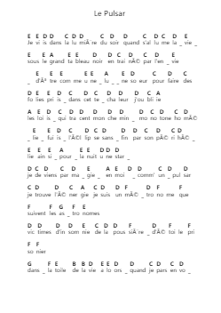 Le Pulsar Piano letter notes by Quartier Folk - Arr.Duttcash Cornie