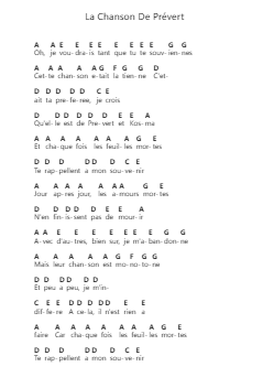La Chanson De Prévert ピアノの音符 by Serge Gainsbourg - Arr.Jaboyle Erve