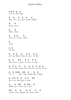 Fasho Fasho Piano letter notes by Lil Pump - Arr.Bingpiers Georlance