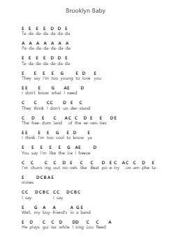 Brooklyn Baby Piano letter notes by Lana Del Rey - Arr.Borgriel