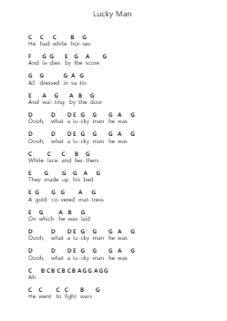 Lucky Man Piano letter noten van Emerson, Lake & Palmer - Arr.Eveken Dougloyd