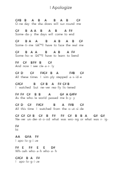 I Apologize Piano letter notes by Jordan Moreau - Arr.Woltier