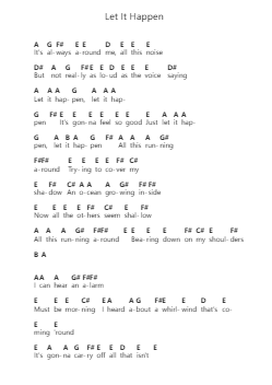 Let It Happen Piano letter notes by Tame Impala - Arr.Nites