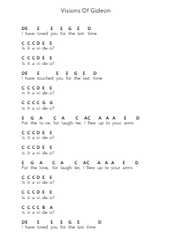 Visions Of Gideon Piano letter notes by Sufjan Stevens - Arr.Lupeg
