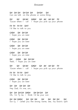 Answer Piano letter notes by Tyler, The Creator - Arr.Surdred