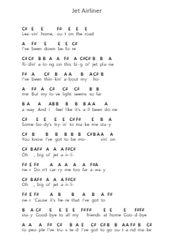 Jet Airliner Piano letter notes by Steve Miller Band - Arr.Kebert Jehan