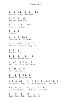 Deadhead Piano letter notes by Devin Townsend - Arr.Jecie Youngjean