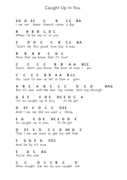 Caught Up In You Piano letter notes by 38 Special - Arr.Mervan
