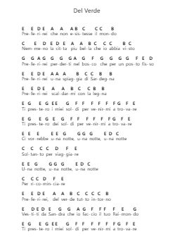Del Verde Piano letter notes by Calcutta - Arr.Mattvey Chilrick