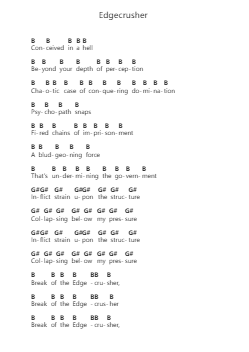 Edgecrusher Piano letter notes by Fear Factory - Arr.Tifstal Noelvogt