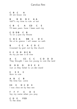 Carolus Rex Piano letter notes by Sabaton - Arr.Juddton Mucott