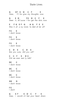 State Lines 鋼琴字母譜由 Novo Amor - 編曲 Gilphia