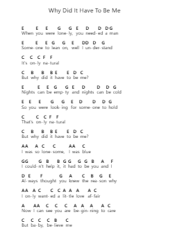 Why Did It Have To Be Me Piano letter notes by ABBA - Arr.Colyork