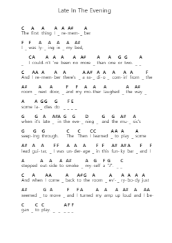 Late In The Evening Piano letter notes by Paul Simon - Arr.Yvonmand
