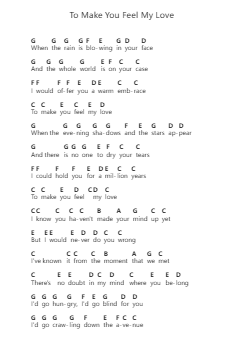 To Make You Feel My Love 鋼琴字母譜由 Garth Brooks - 編曲 Olch