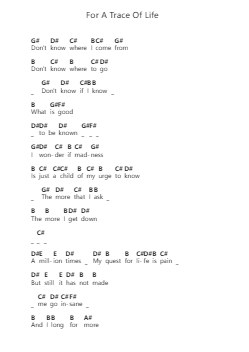 For A Trace Of Life Nota surat piano oleh Edguy - Arr.Jesret