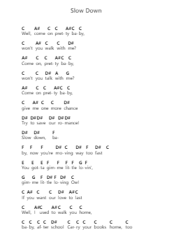 Slow Down ピアノの音符 by The Beatles - Arr.Cofvey Fieldmeo