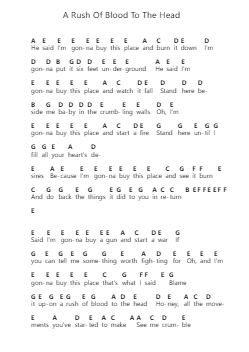 A Rush Of Blood To The Head ピアノの音符 by Coldplay - Arr.Daijohn Brookebraith