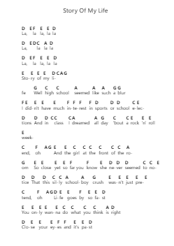 Story Of My Life Piano letter notes by Social Distortion - Arr.Deanlay Dulsnow