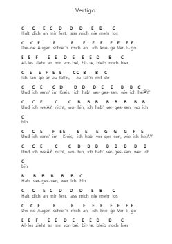 Vertigo ピアノの音符 by Edwin Rosen - Arr.Keatsshua Beareade