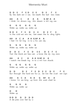 Memento Mori Klavierbuchstaben-Noten von Lamb of God - Arr.Duttledk Corh