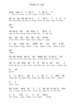 Shake A Leg Piano letter notes by AC/DC - Arr.Yorknor