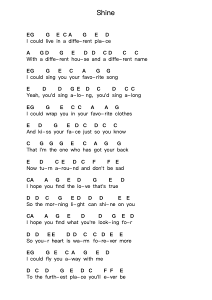 Shine ピアノの音符 by Benjamin Francis Leftwich - Arr.Lenshaw