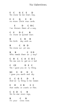 No Valentines 鋼琴字母譜由 Elton John - 編曲 Geofchael