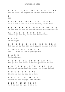 Emmenez-Moi ピアノの音符 by Charles Aznavour - Arr.Attchols Jamestion
