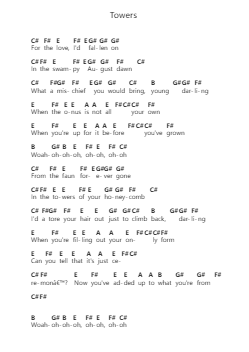 Towers 鋼琴字母譜由 Bon Iver - 編曲 Garfer Adexe