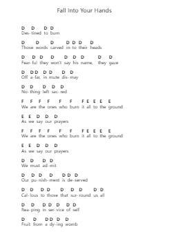Fall Into Your Hands Piano letter notes by Trivium - Arr.Hores